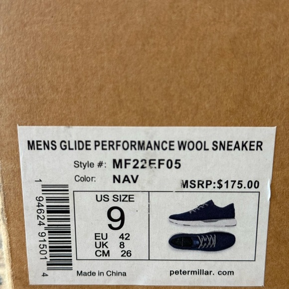 Peter Millar Glide Dark Blue Wool Sneakers with Gray Accents - Picture 2 of 7